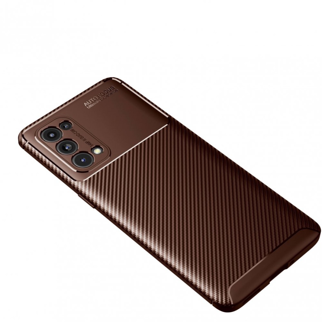  Oppo Reno 5 Pro Kılıf Auto Focus Karbon Kapak - Kahverengi