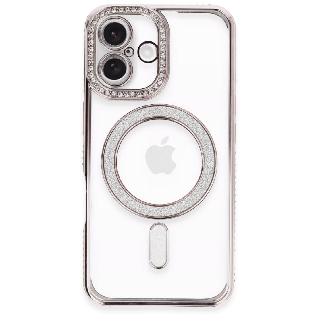  iPhone 16 Plus Kılıf Joke Simli Magneticsafe Kılıf - Pembe