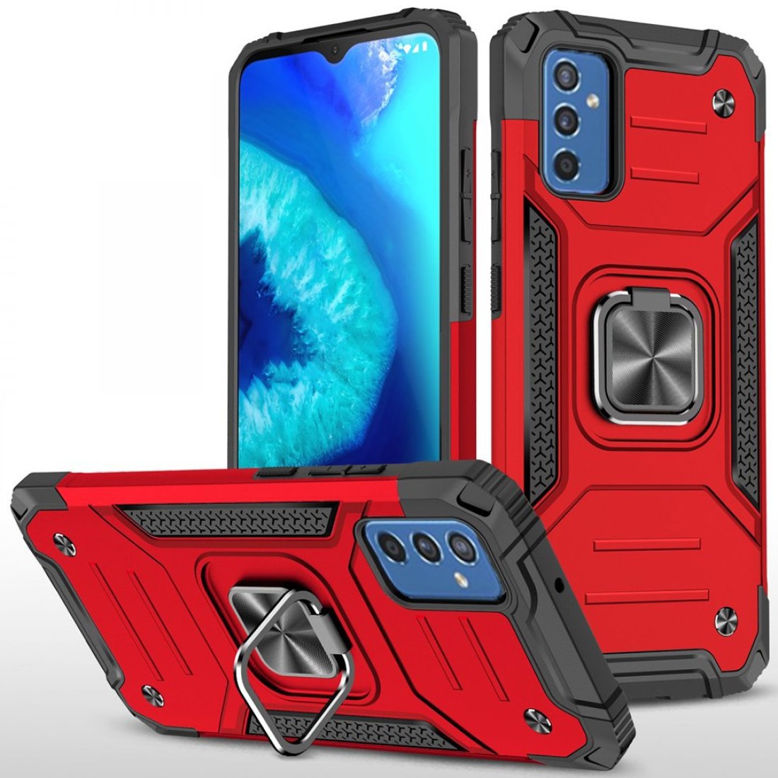  Samsung Galaxy M52 5G Kılıf Zegna Yüzüklü Silikon Kapak - Kırmızı