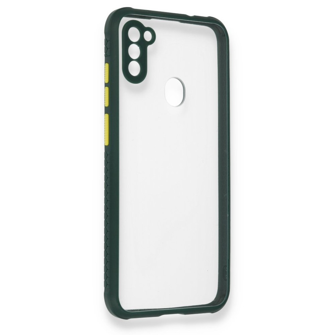  Samsung Galaxy M11 Kılıf Miami Şeffaf Silikon - Koyu Yeşil