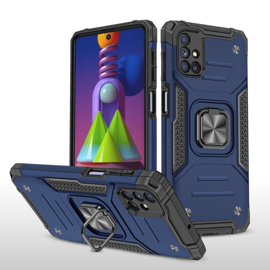  Samsung Galaxy M51 Kılıf Zegna Yüzüklü Silikon Kapak - Mavi