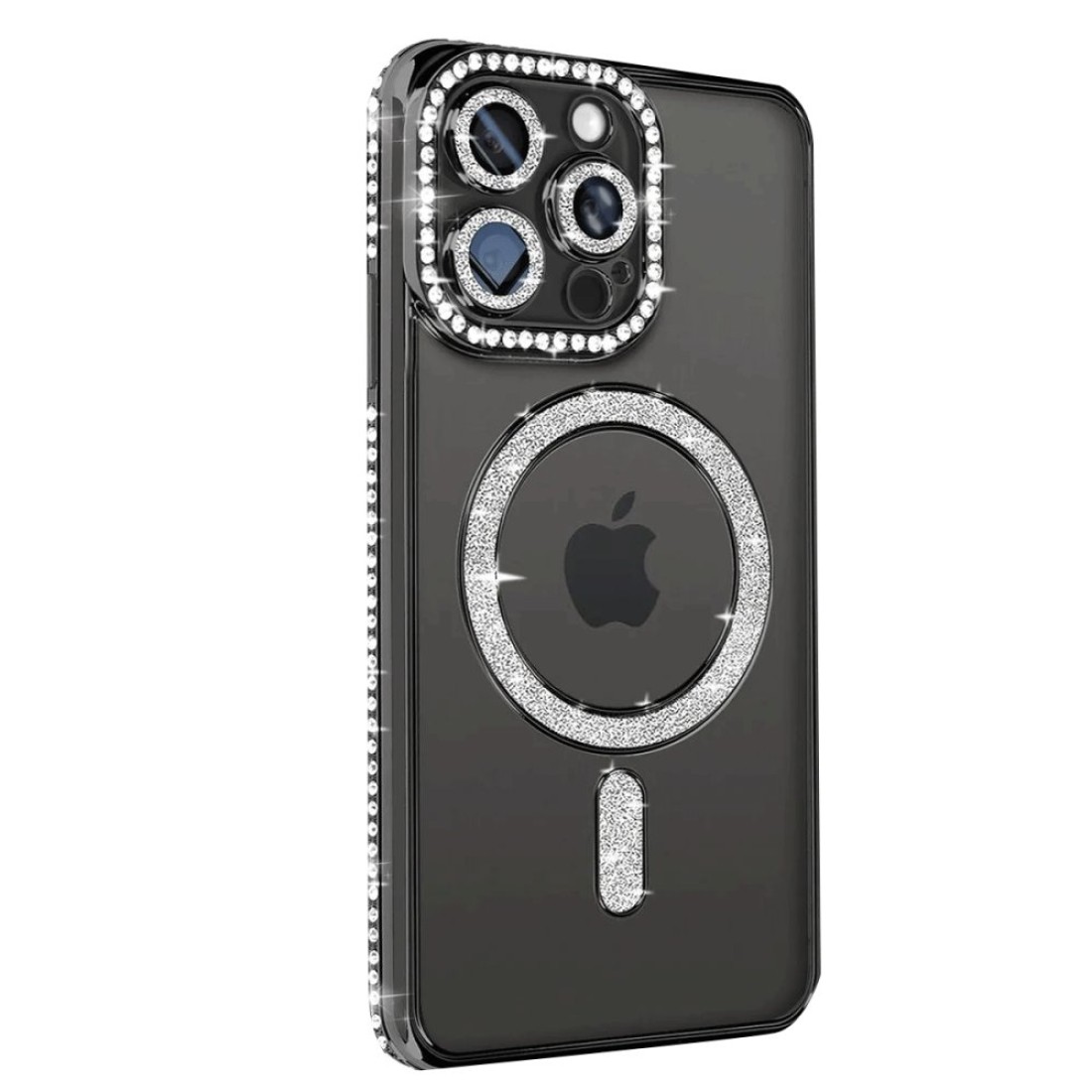  iPhone 14 Pro Max Kılıf Joke Simli Magneticsafe Kılıf - Siyah