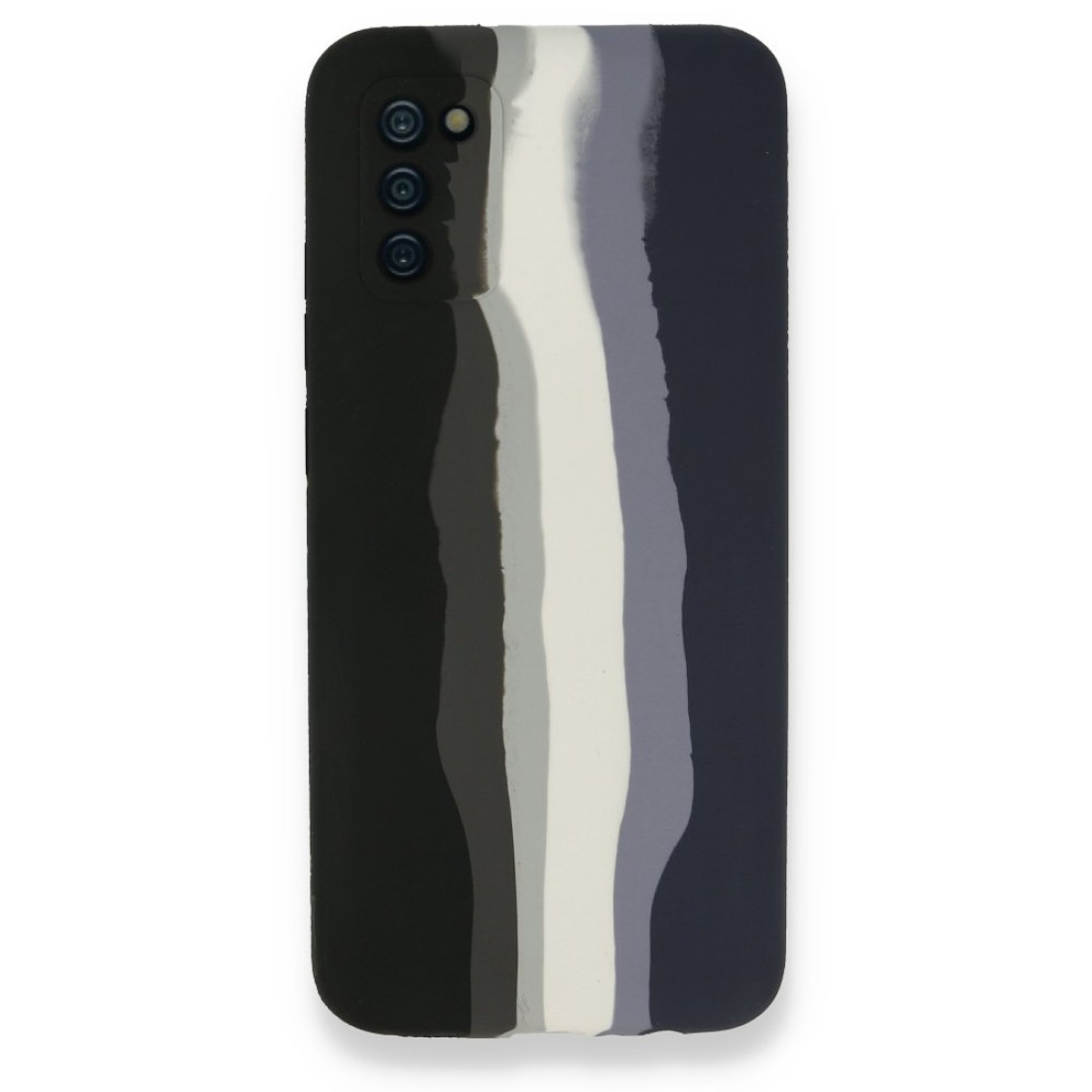 Samsung Galaxy A03S Kılıf Ebruli Lansman Silikon - Siyah-Lacivert