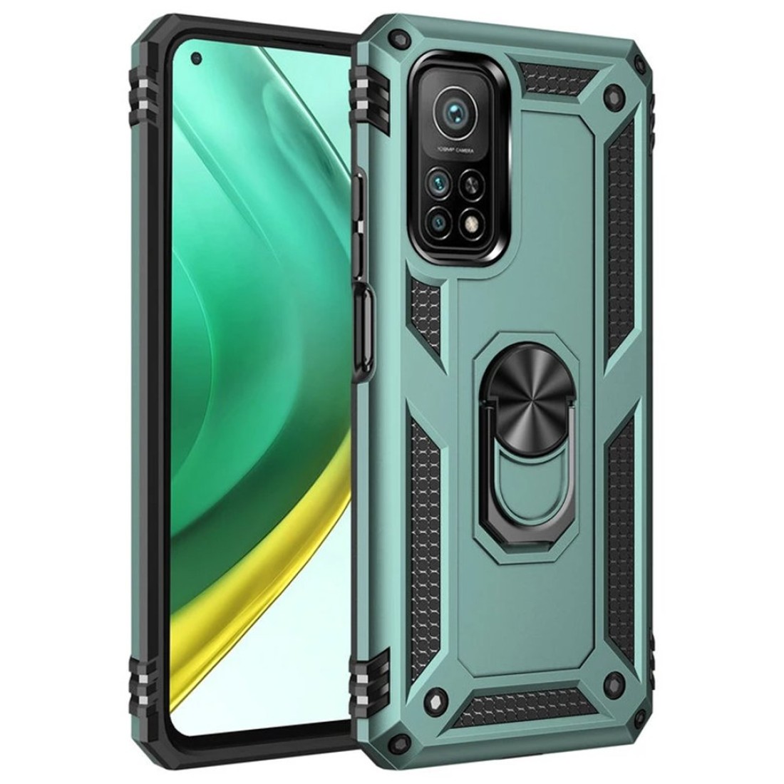  Xiaomi Mi 10T Pro Kılıf Sofya Yüzüklü Silikon Kapak - Yeşil