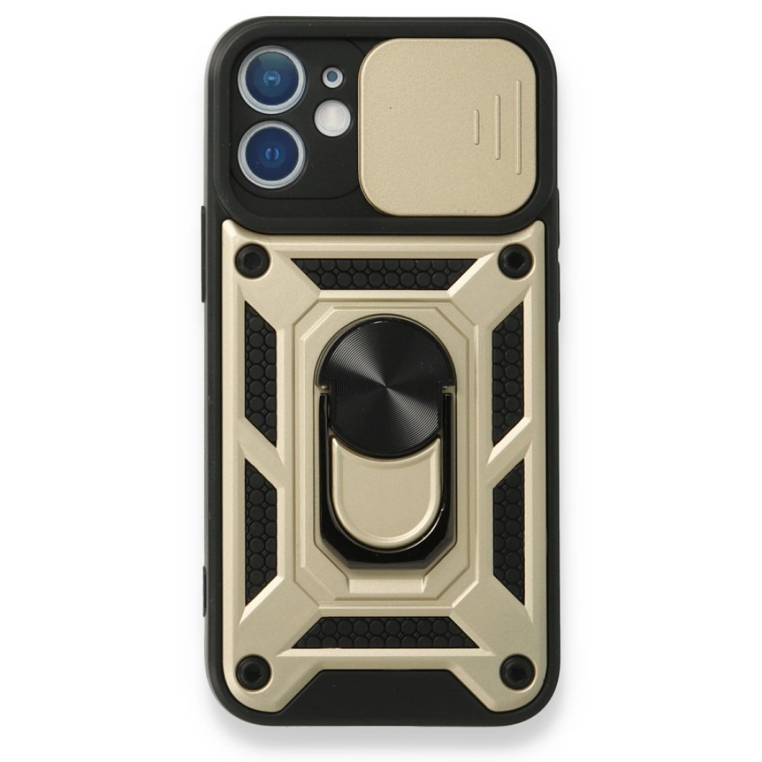  iPhone 12 Mini Kılıf Pars Lens Yüzüklü Silikon - Gold