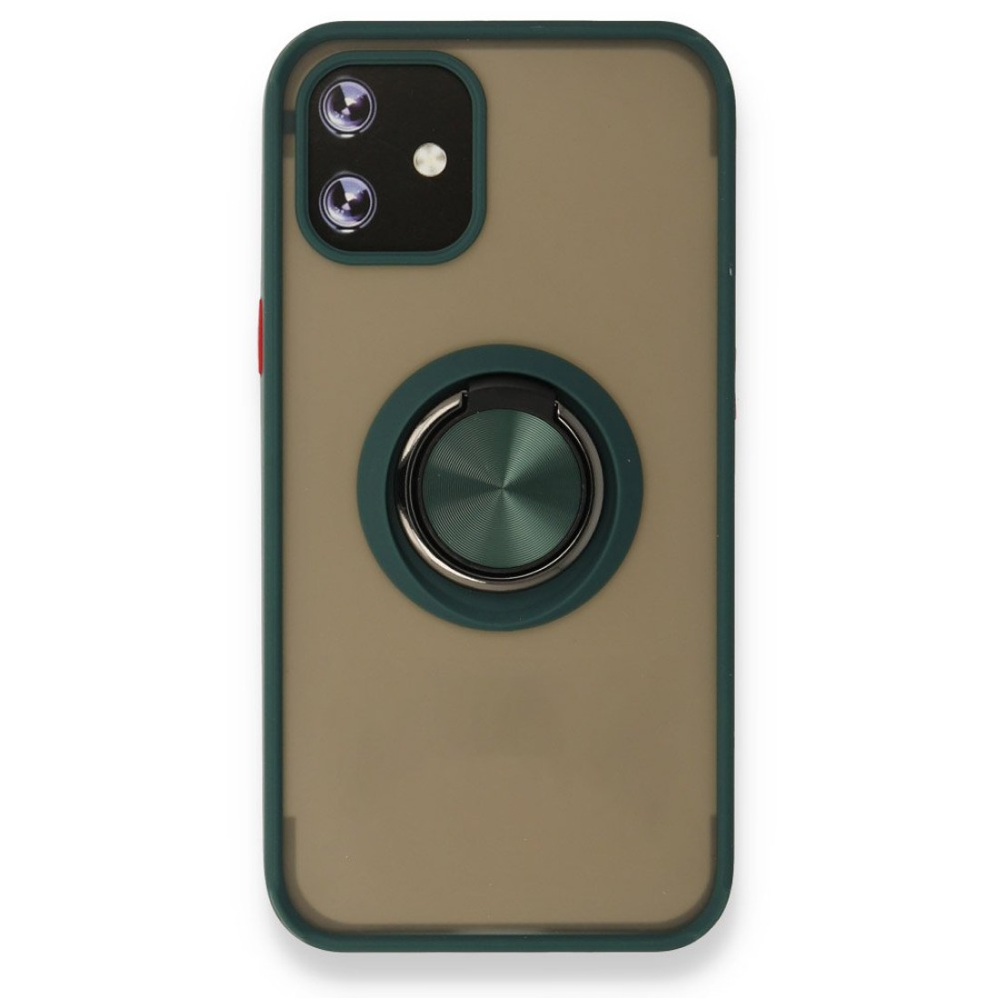  iPhone 12 Mini Kılıf Montreal Yüzüklü Silikon Kapak - Yeşil