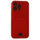 iPhone 15 Pro Max Kılıf Kelvin Kartvizitli Silikon - Kırmızı iPhone 15 Pro Max Kılıf Kelvin Kartvizitli Silikon - Kırmızı