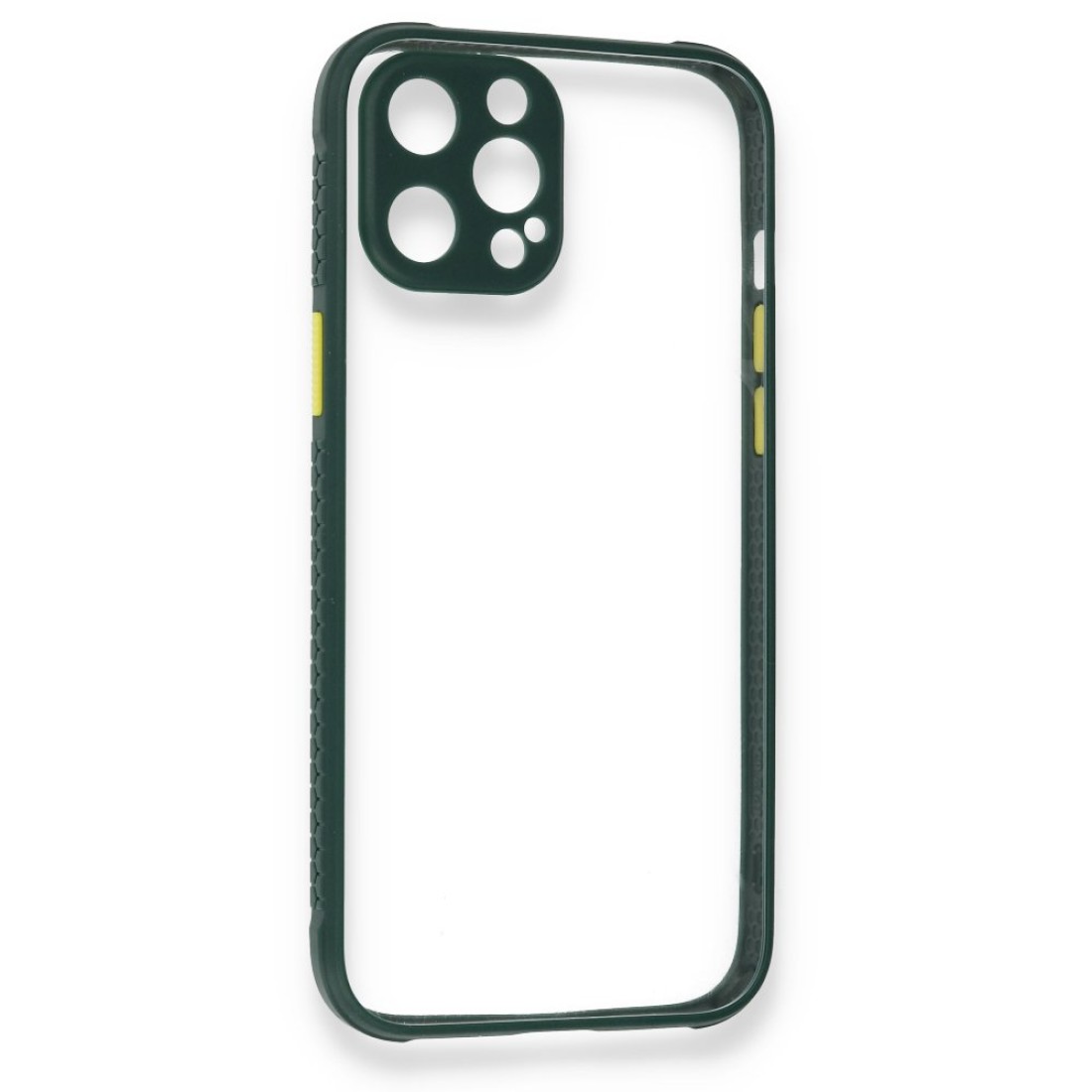  iPhone 12 Pro Kılıf Miami Şeffaf Silikon - Koyu Yeşil