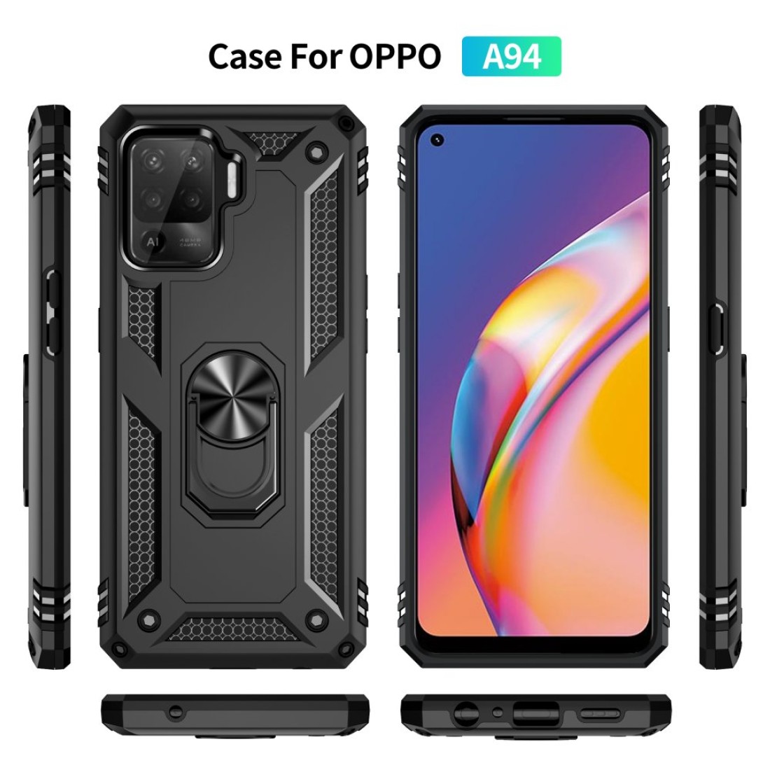 Oppo Reno 5 Lite Kılıf Sofya Yüzüklü Silikon Kapak - Siyah Oppo Reno 5 Lite Kılıf Sofya Yüzüklü Silikon Kapak - Siyah