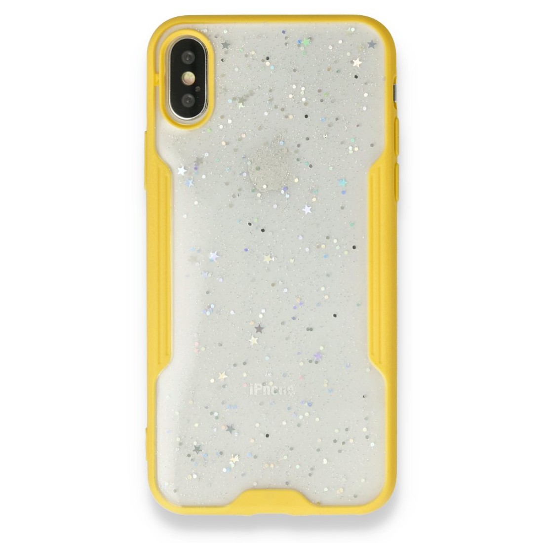  iPhone XS Max Kılıf Platin Simli Silikon - Sarı