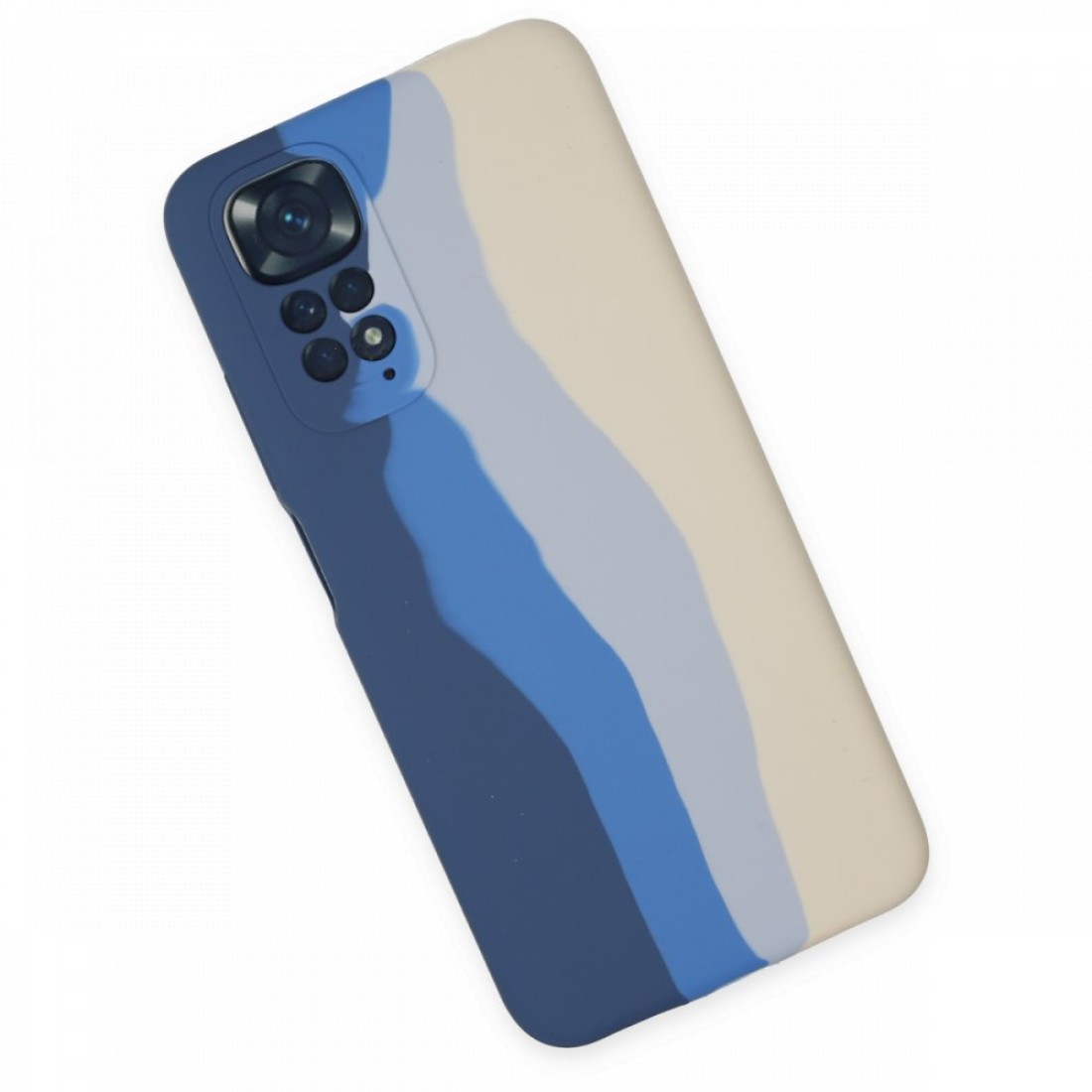  Xiaomi Redmi Note 11 Kılıf Ebruli Lansman Silikon - Lacivert-Krem