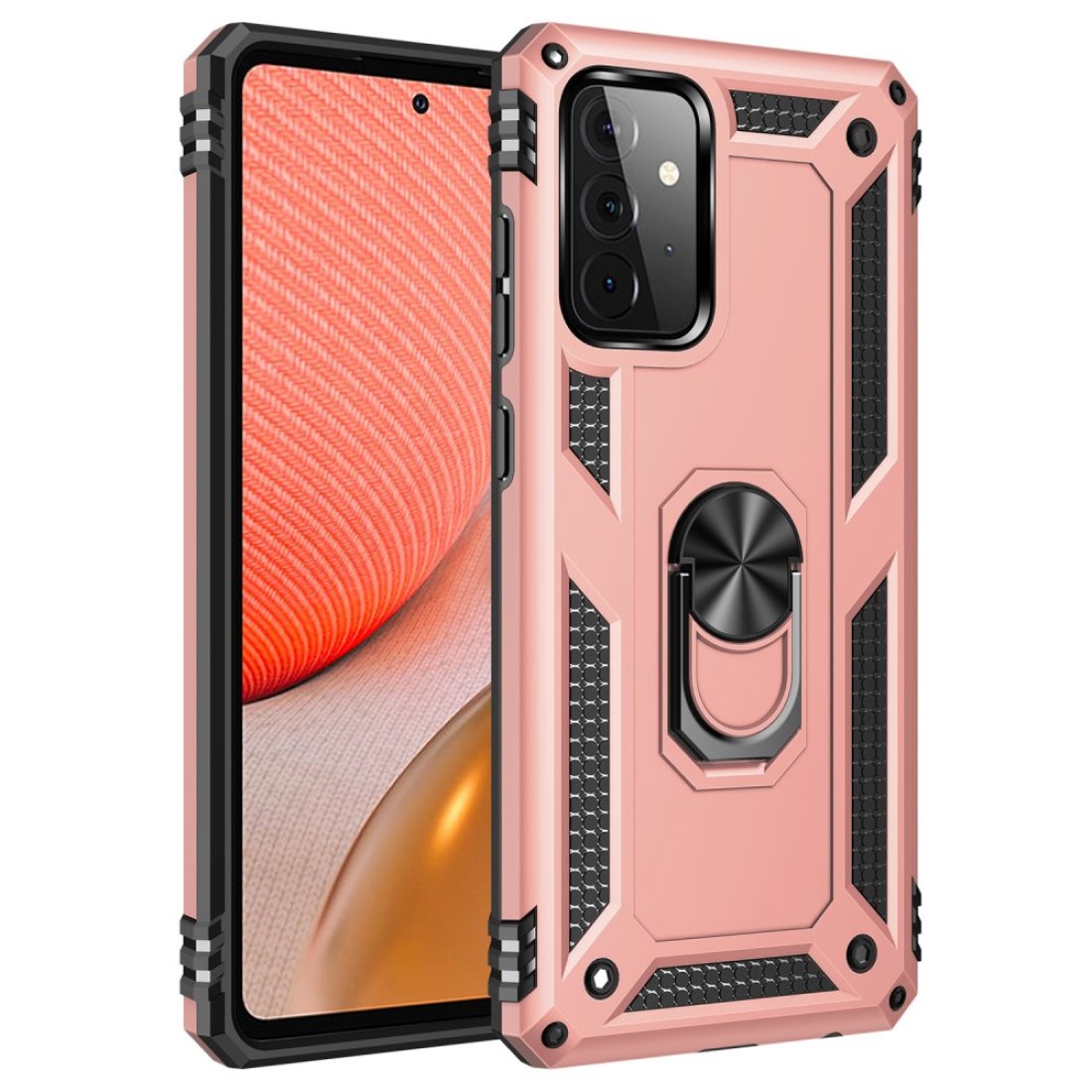  Samsung Galaxy A72 Kılıf Sofya Yüzüklü Silikon Kapak - Rose