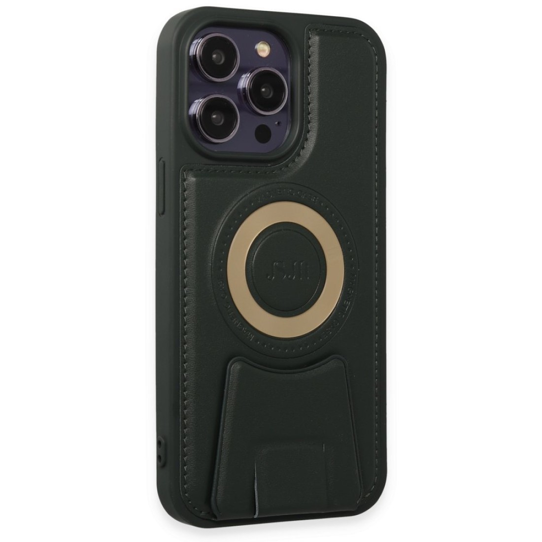  iPhone 14 Pro Kılıf Merkür Magneticsafe Standlı Kapak - Koyu Yeşil