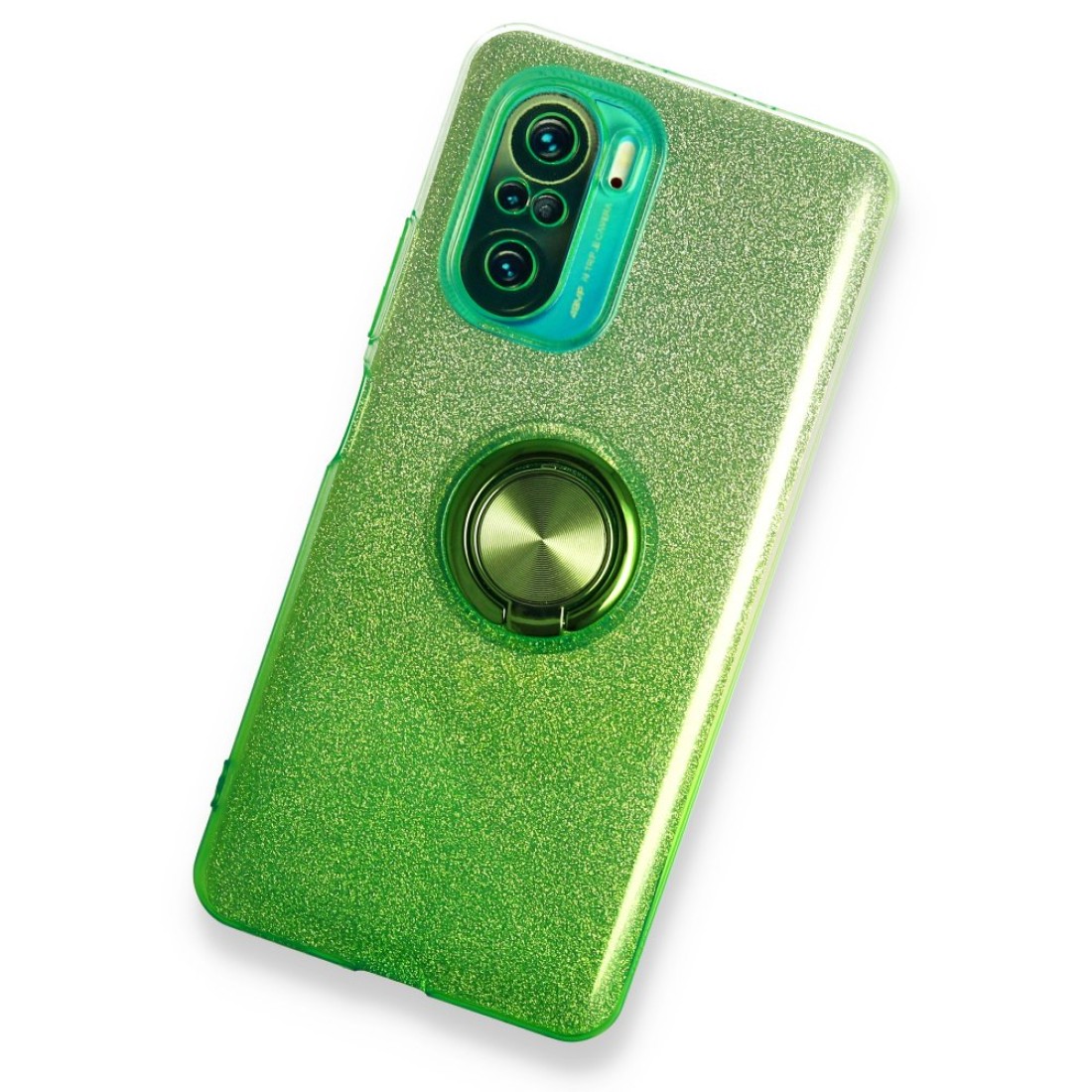 Xiaomi Redmi K40 Kılıf Simli Yüzüklü Silikon - Yeşil Xiaomi Redmi K40 Kılıf Simli Yüzüklü Silikon - Yeşil