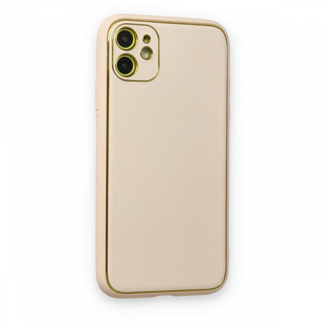 iPhone 12 Kılıf Coco Deri Silikon Kapak - Gold iPhone 12 Kılıf Coco Deri Silikon Kapak - Gold