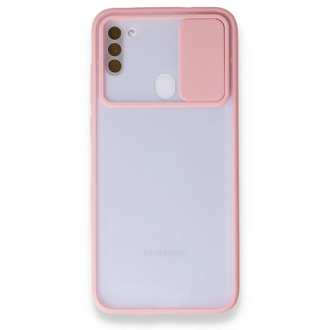  Samsung Galaxy M11 Kılıf Palm Buzlu Kamera Sürgülü Silikon - Pembe