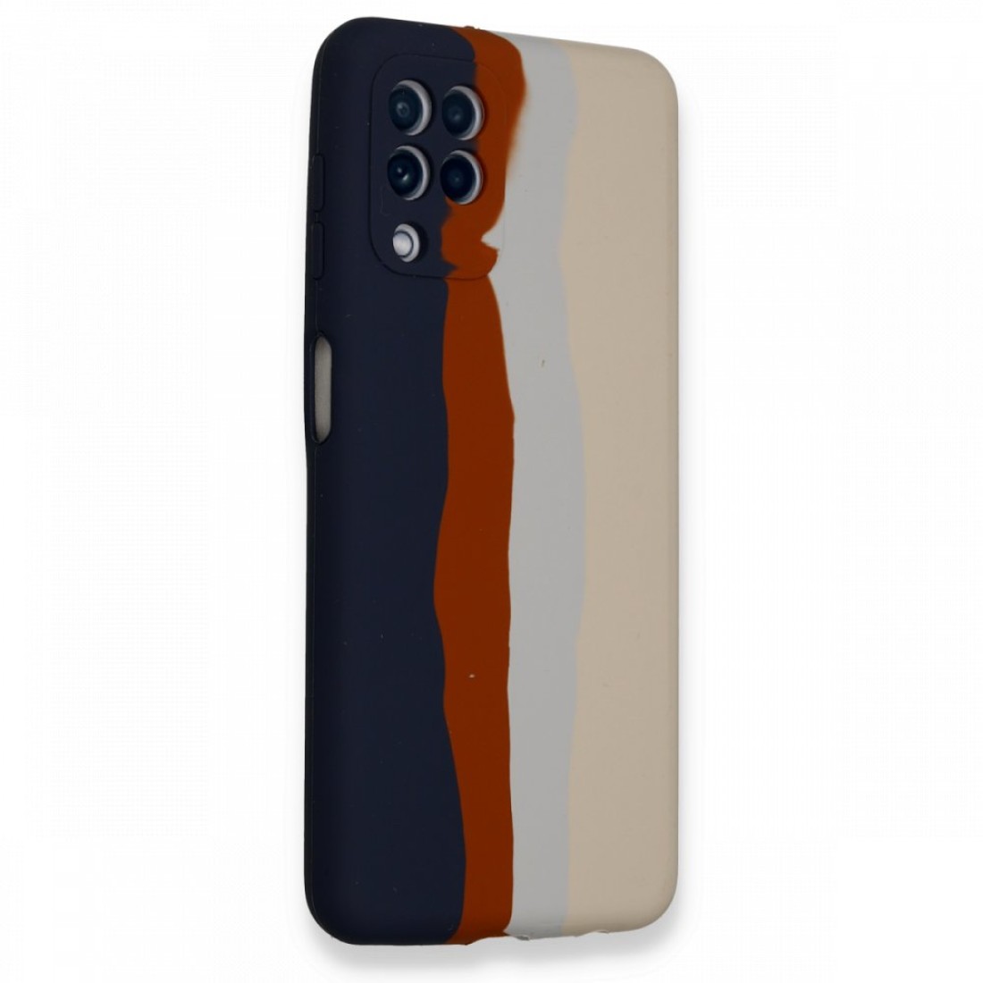  Samsung Galaxy M32 Kılıf Ebruli Lansman Silikon - Lacivert-Krem