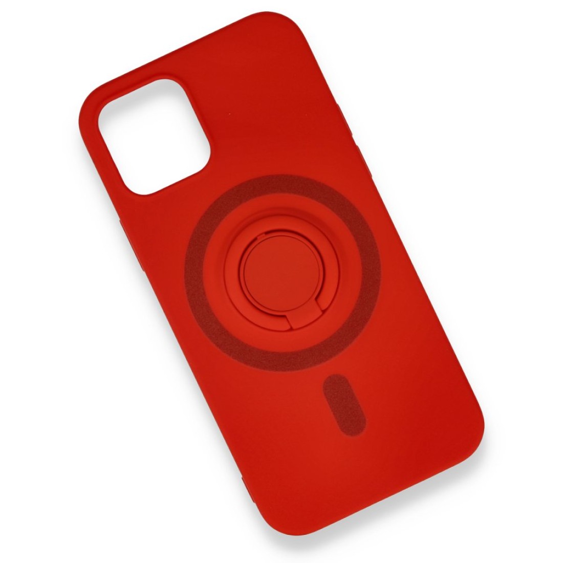  iPhone 12 Mini Kılıf Viktor Yüzüklü Silikon - Kırmızı