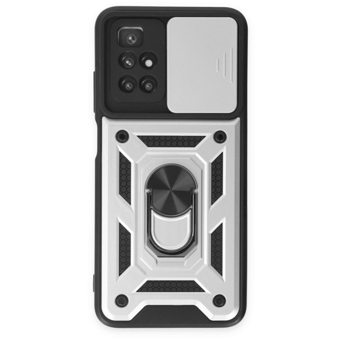  Xiaomi Redmi 10 2022 Kılıf Pars Lens Yüzüklü Silikon - Gümüş