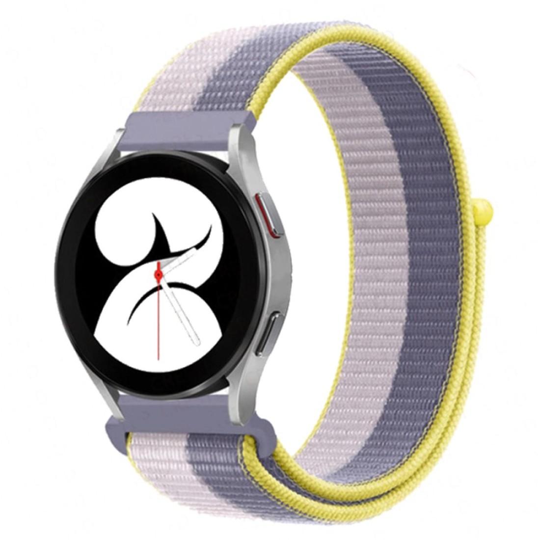  Samsung Galaxy Watch 4 Hasırlı Cırtcırtlı Kordon - Gri-Beyaz