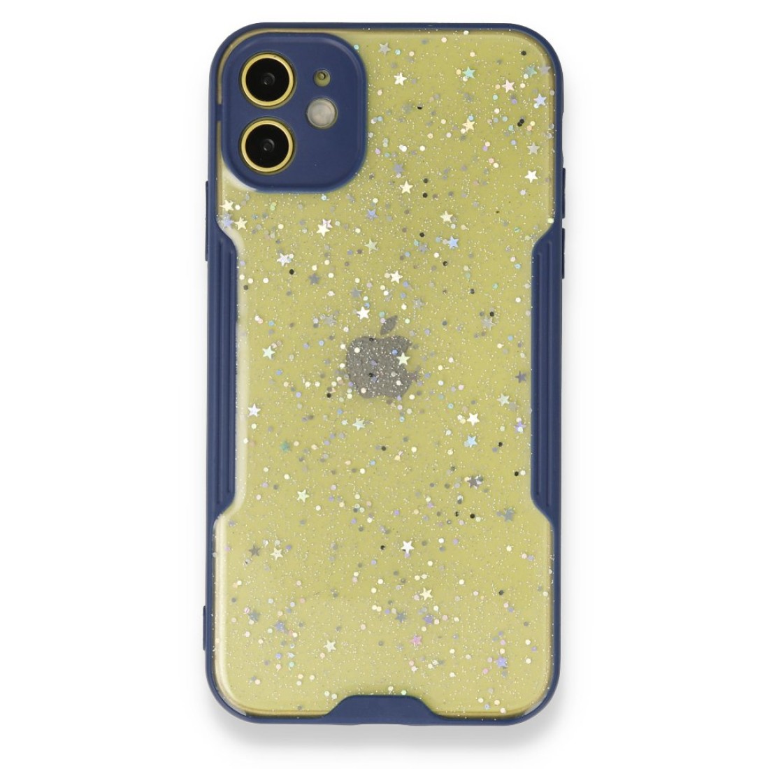 iPhone 12 Kılıf Platin Simli Silikon - Lacivert