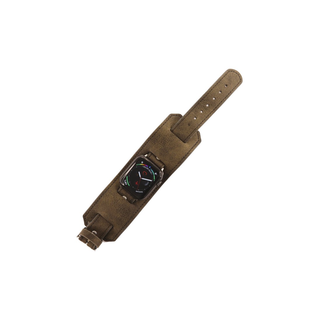  Apple Watch 44mm NL17 Deri Kordon - Kahverengi