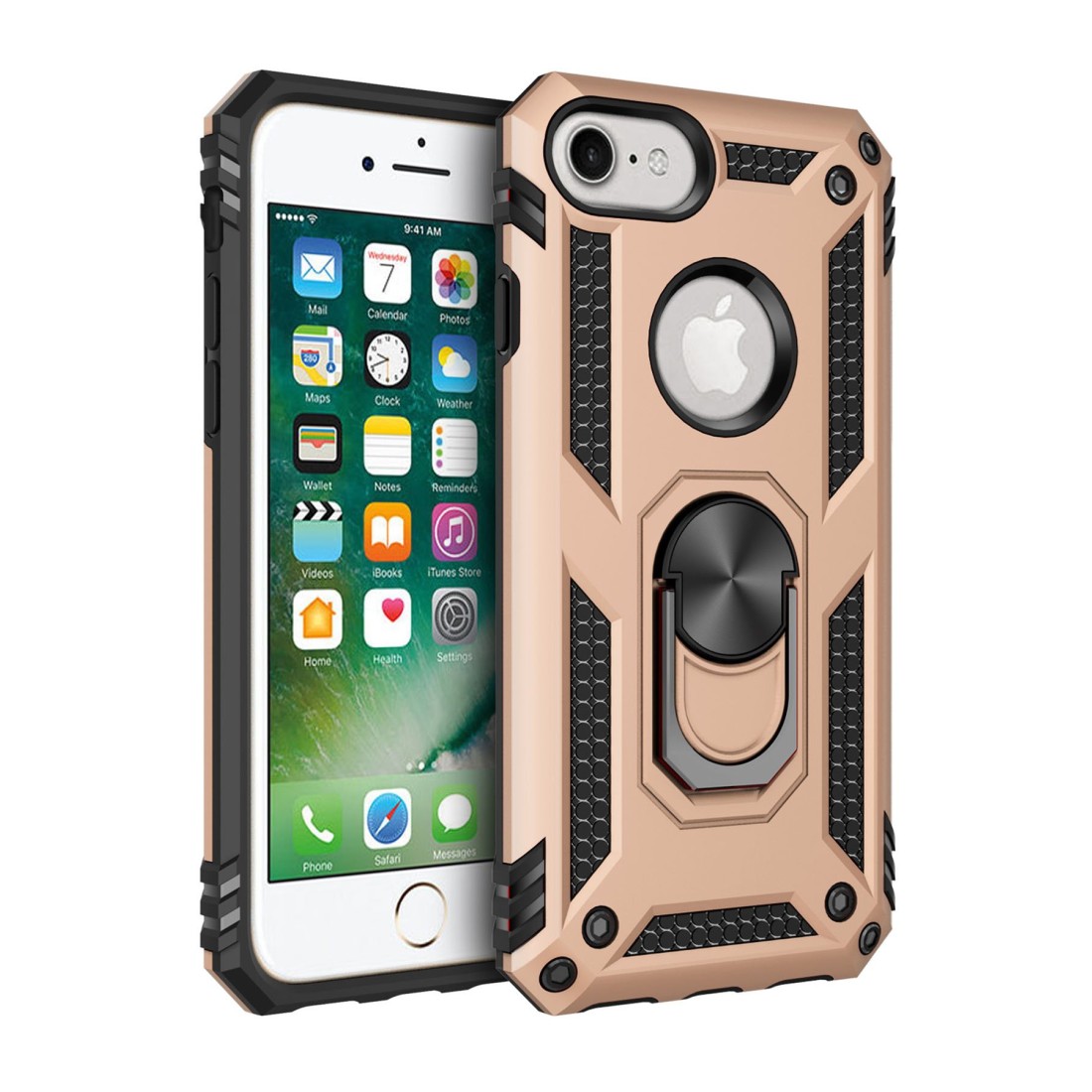 iPhone 8 Kılıf Sofya Yüzüklü Silikon Kapak - Gold iPhone 8 Kılıf Sofya Yüzüklü Silikon Kapak - Gold