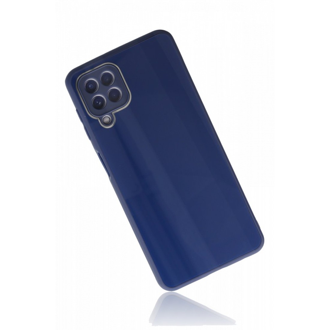 Samsung Galaxy M32 Kılıf Glass Kapak - Lacivert Samsung Galaxy M32 Kılıf Glass Kapak - Lacivert