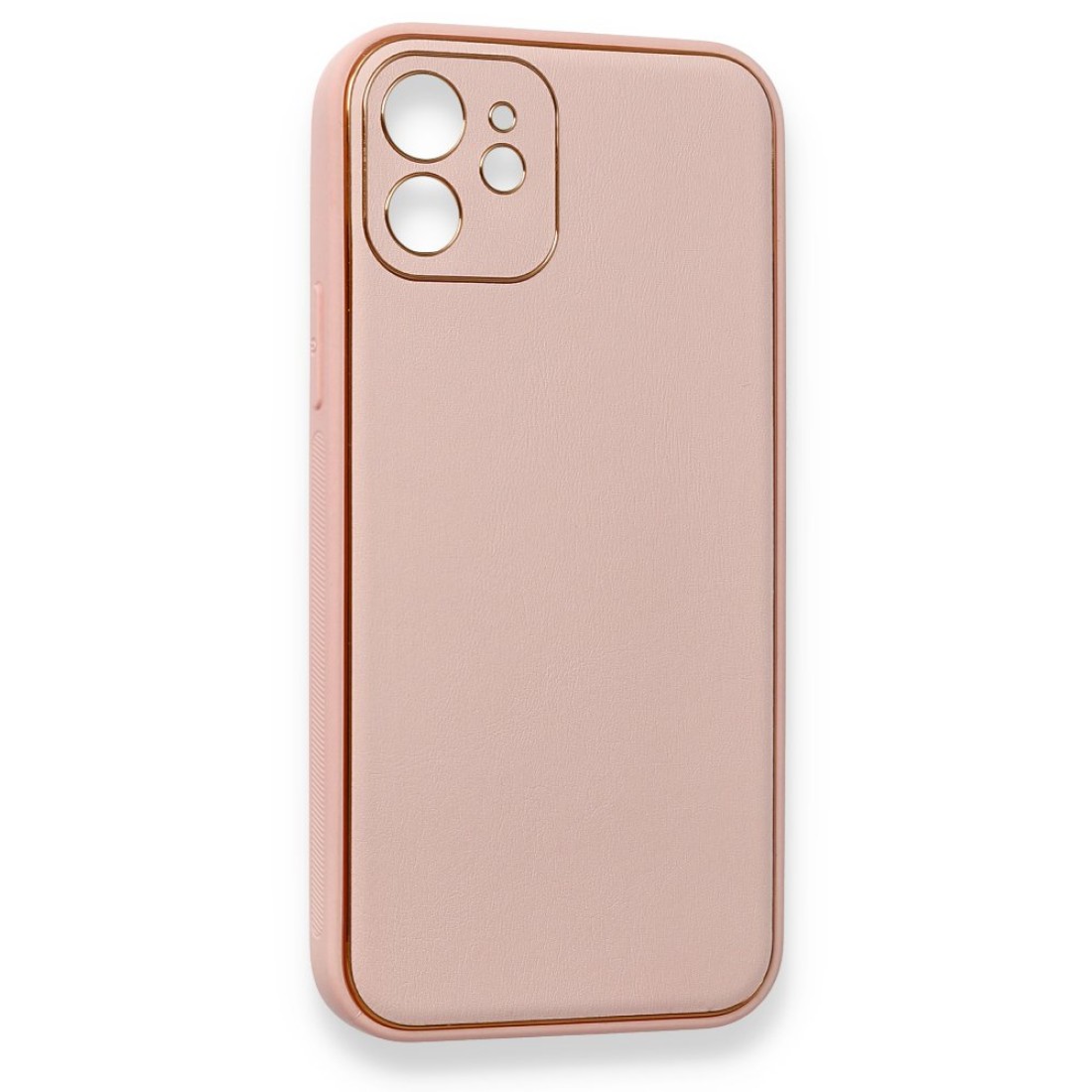 iPhone 12 Kılıf Coco Deri Silikon Kapak - Pembe iPhone 12 Kılıf Coco Deri Silikon Kapak - Pembe
