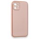 iPhone 12 Kılıf Coco Deri Silikon Kapak - Pembe iPhone 12 Kılıf Coco Deri Silikon Kapak - Pembe
