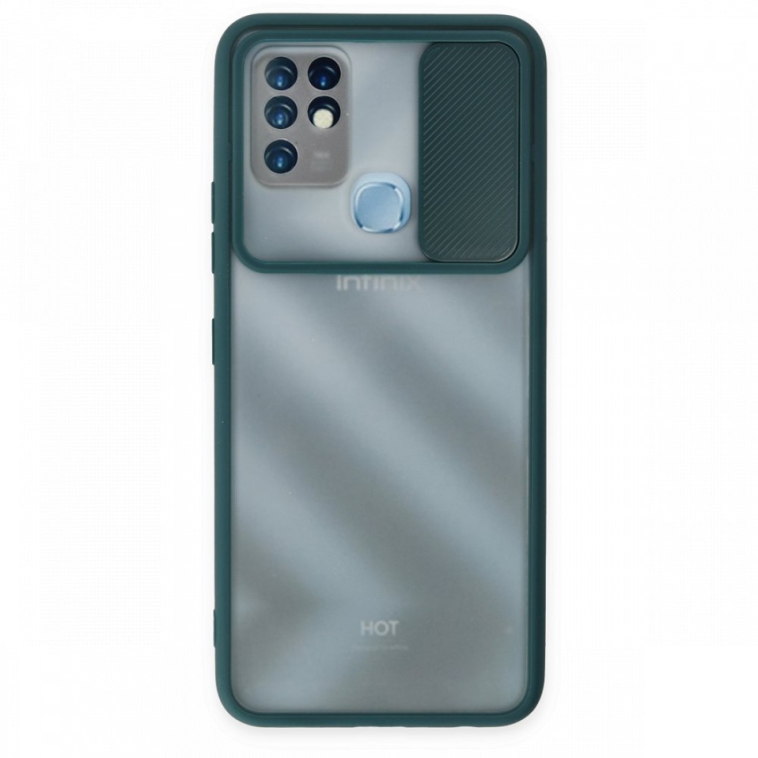  İnfinix Hot 10 Kılıf Palm Buzlu Kamera Sürgülü Silikon - Yeşil