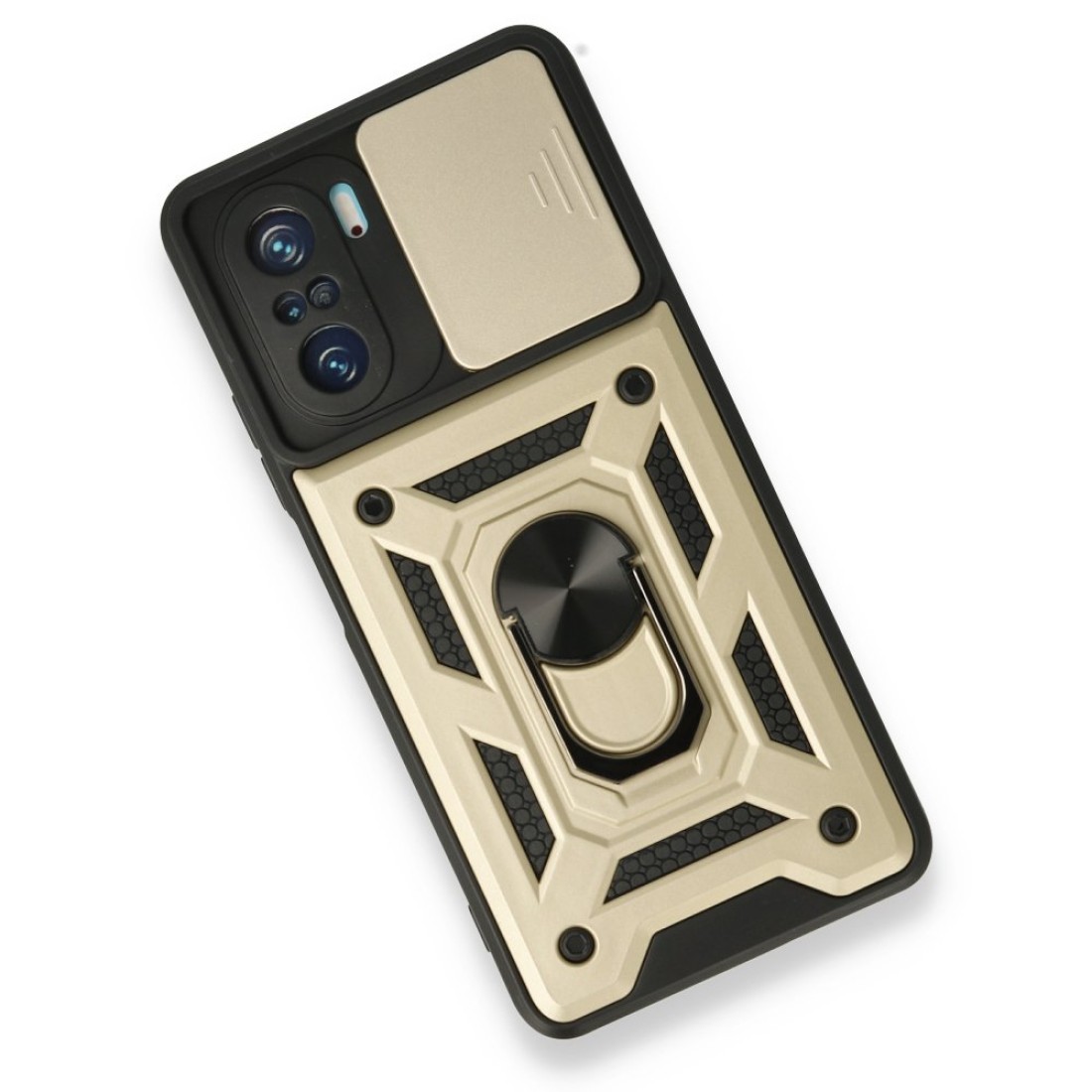 Xiaomi Redmi K40 Kılıf Pars Lens Yüzüklü Silikon - Gold