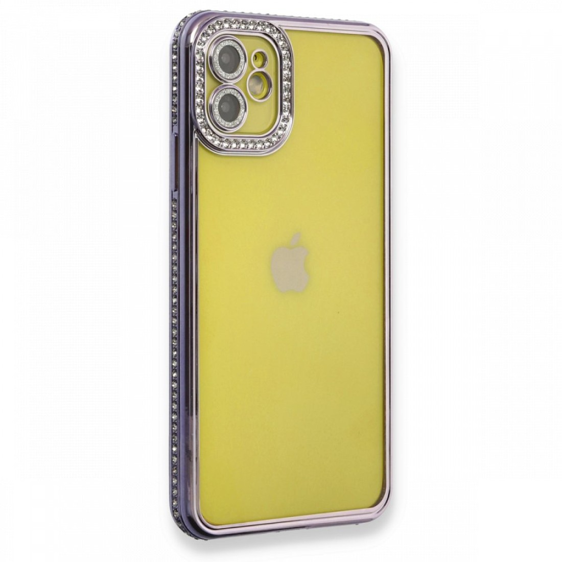  iPhone 12 Kılıf Joke Taşlı Silikon - Mor