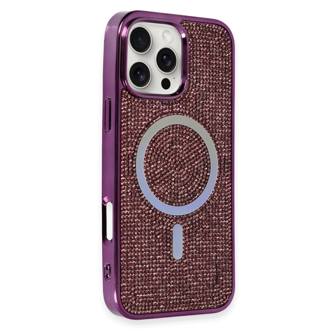  iPhone 16 Pro Kılıf Diamond Magsafe Kapak - Derin Mor