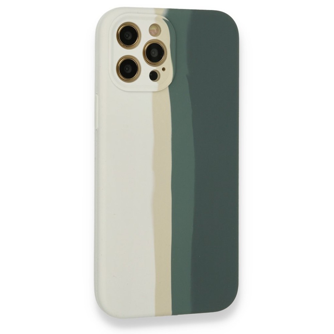  iPhone 12 Pro Kılıf Ebruli Lansman Silikon - Beyaz-Gri