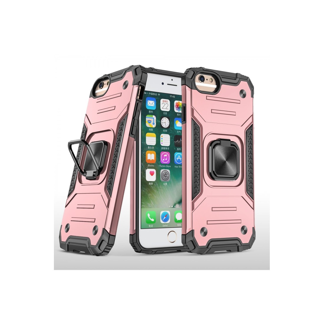 iPhone SE 2020 Kılıf Zegna Yüzüklü Silikon Kapak - Rose iPhone SE 2020 Kılıf Zegna Yüzüklü Silikon Kapak - Rose