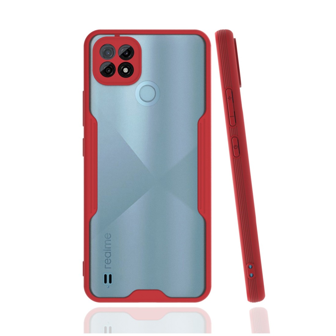  Realme C21 Kılıf Platin Silikon - Kırmızı