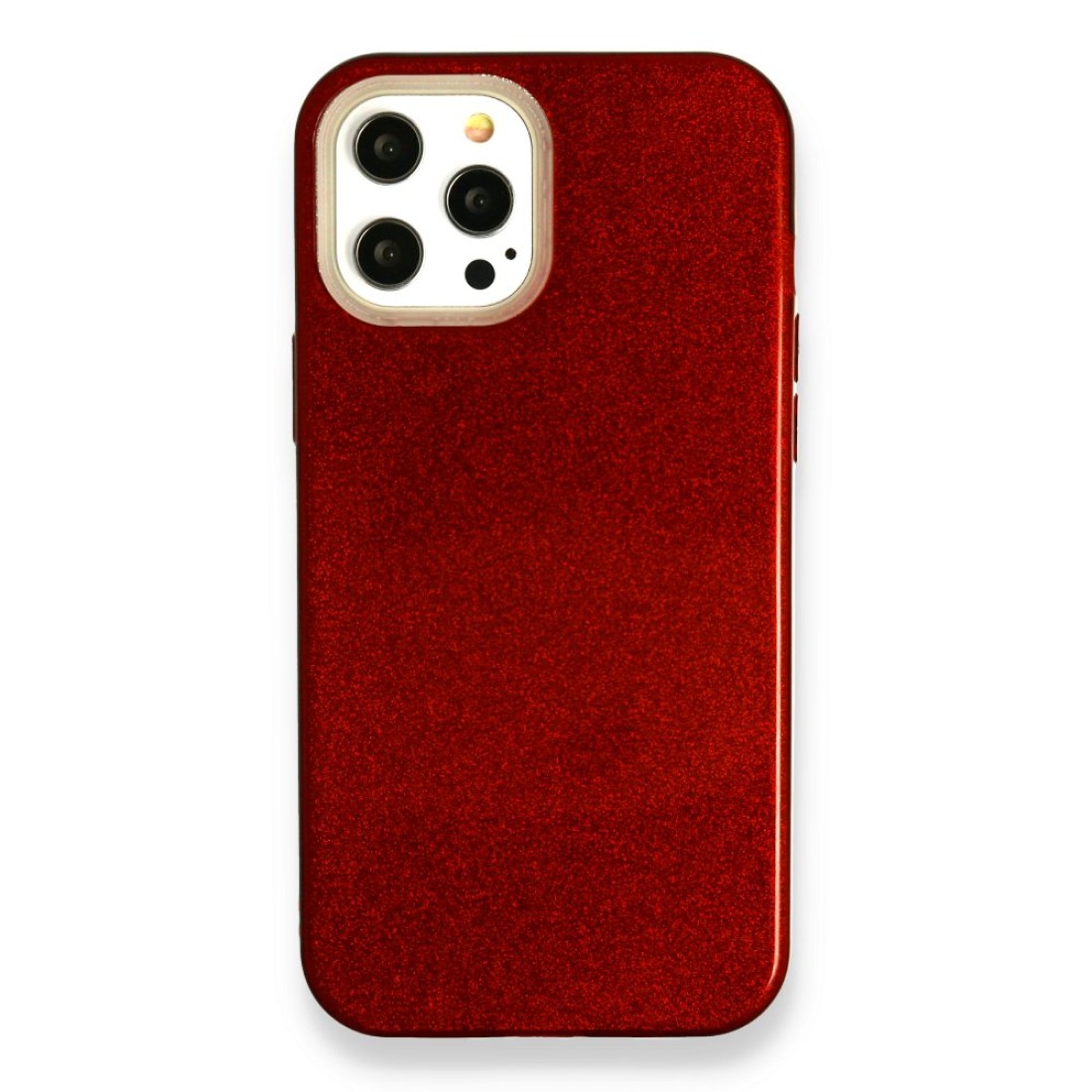  iPhone 12 Pro Kılıf Simli Katmanlı Silikon - Kırmızı