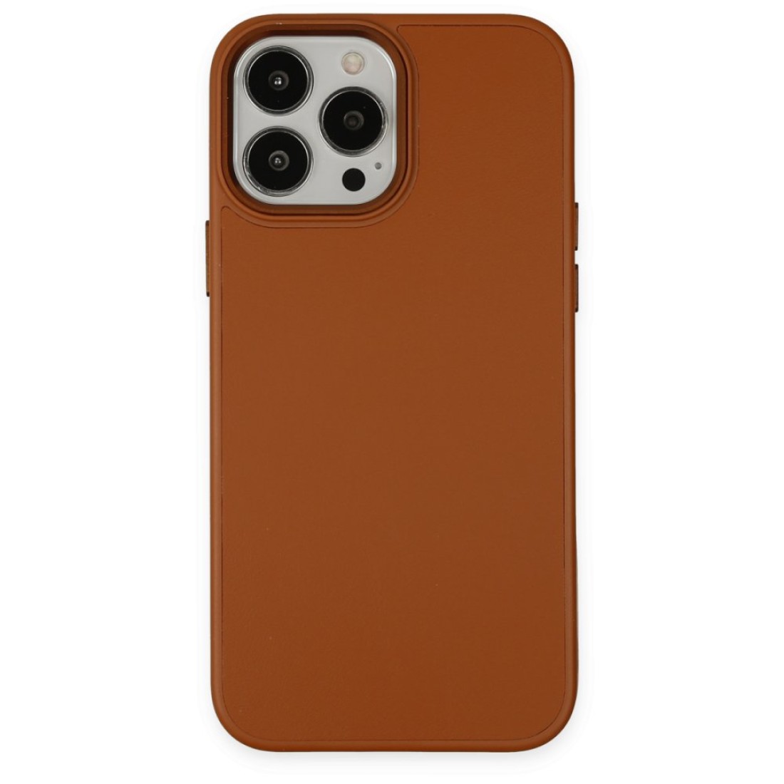 iPhone 13 Pro Max Kılıf Asya Deri Silikon - Kahverengi