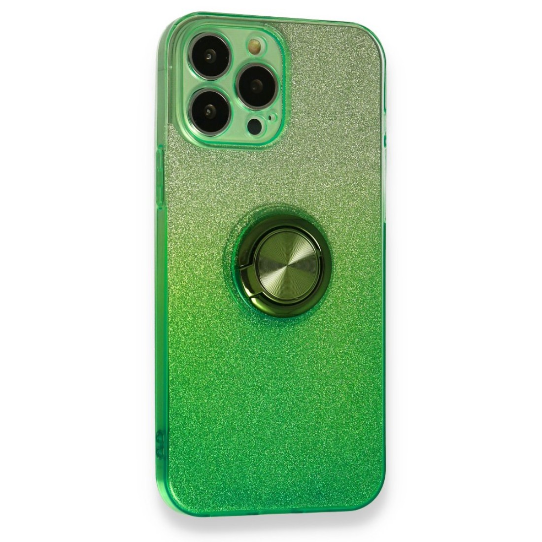 iPhone 13 Pro Max Kılıf Simli Yüzüklü Silikon - Yeşil iPhone 13 Pro Max Kılıf Simli Yüzüklü Silikon - Yeşil
