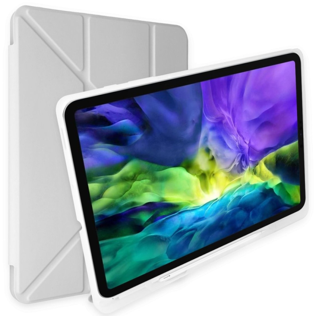  iPad 10.2 (7.nesil) Kılıf Kalemlikli Mars Tablet Kılıfı - Gri