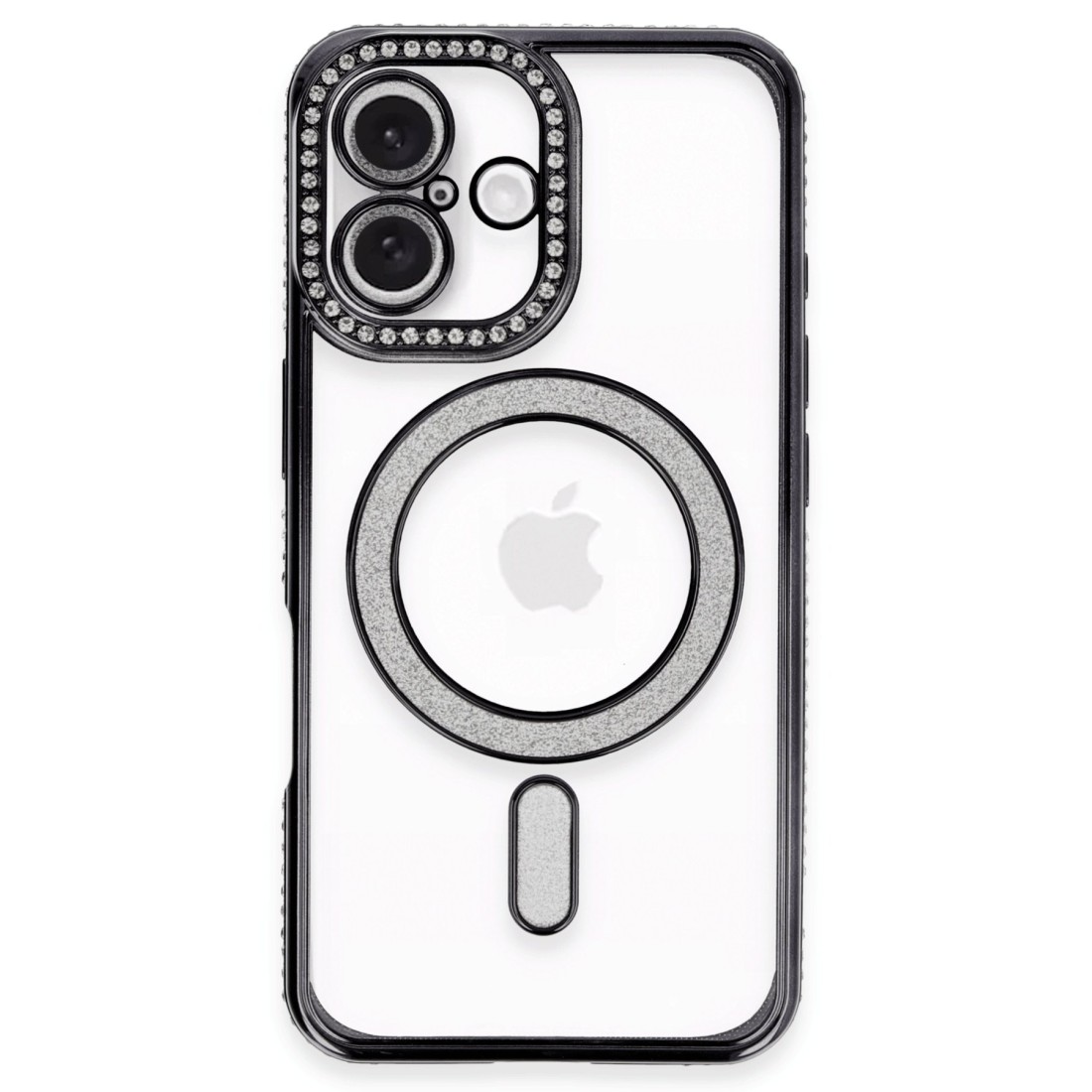  iPhone 16 Plus Kılıf Joke Simli Magneticsafe Kılıf - Siyah