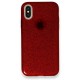  iPhone XS Kılıf Simli Katmanlı Silikon - Kırmızı