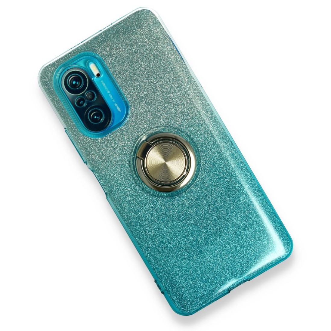  Xiaomi Redmi K40 Kılıf Simli Yüzüklü Silikon - Turkuaz
