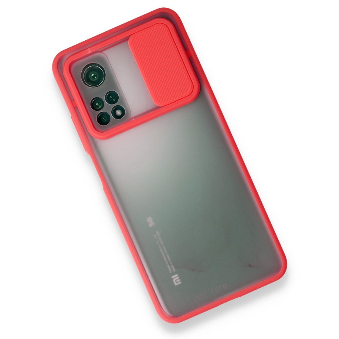 Xiaomi Mi 10T Pro Kılıf Palm Buzlu Kamera Sürgülü Silikon - Kırmızı