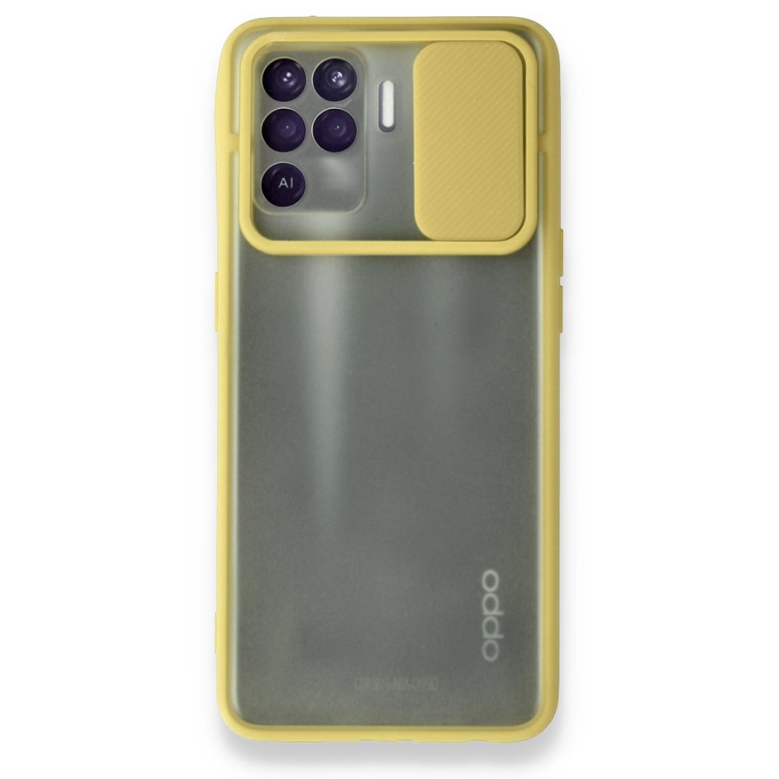  Oppo Reno 5 Lite Kılıf Palm Buzlu Kamera Sürgülü Silikon - Sarı