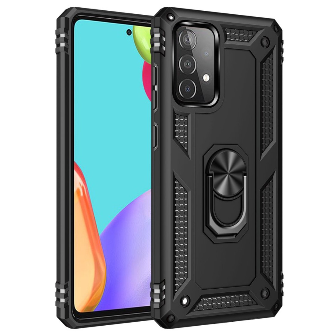 Samsung Galaxy A52 Kılıf Sofya Yüzüklü Silikon Kapak - Siyah