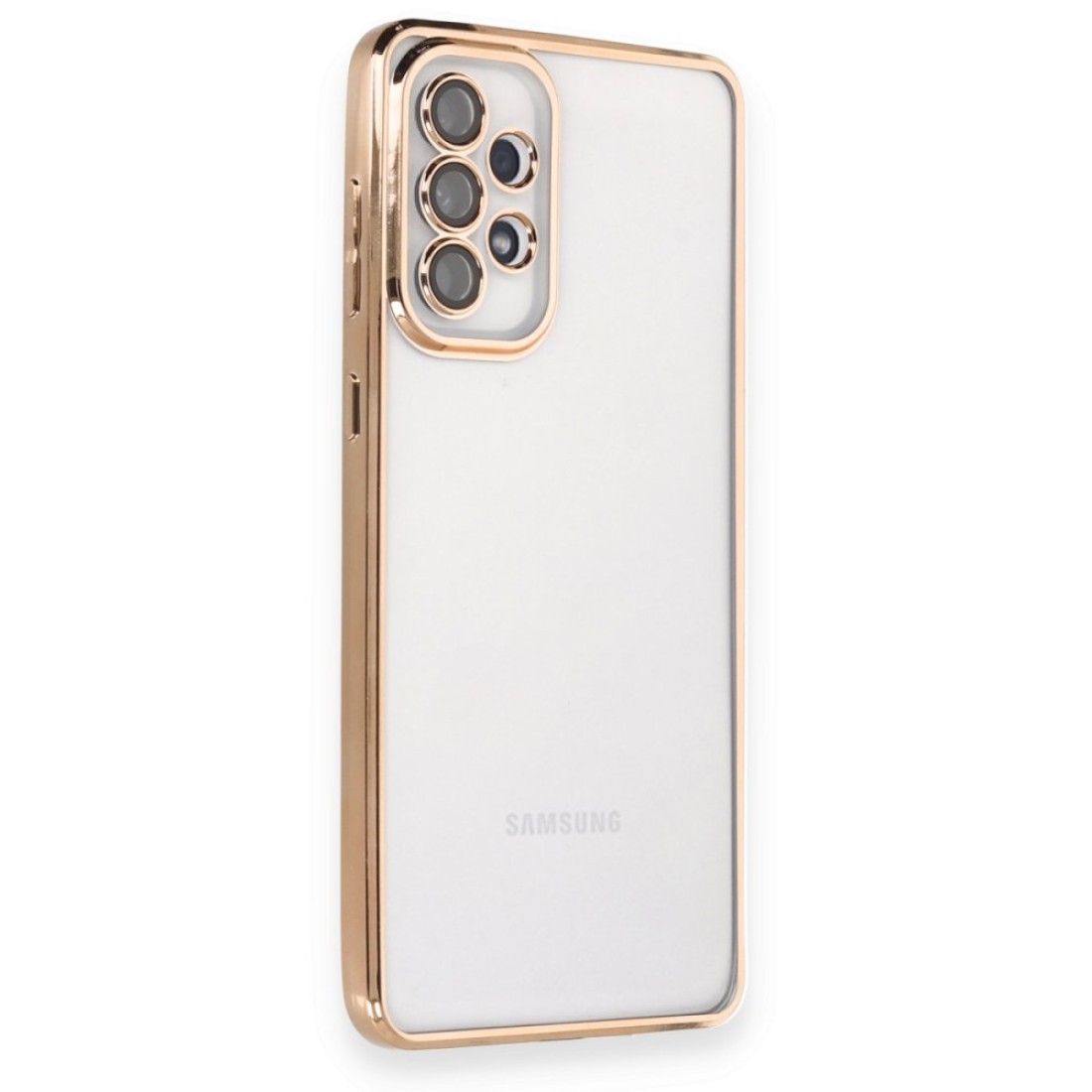 Samsung Galaxy A73 5G Kılıf Razer Lensli Silikon - Gold