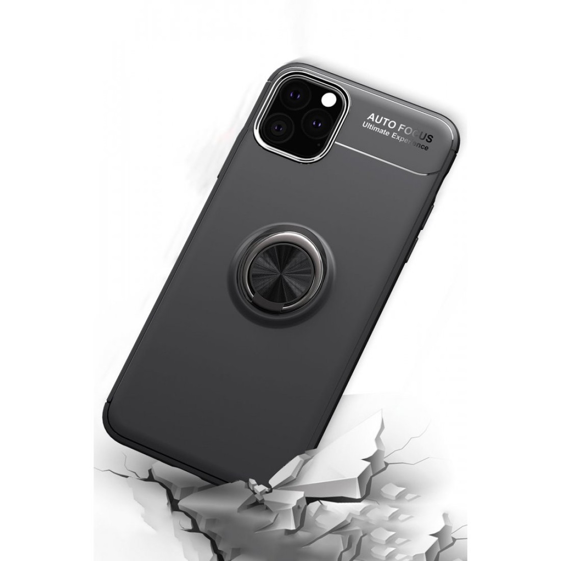  iPhone 11 Pro Kılıf Range Yüzüklü Silikon - Siyah-Kırmızı