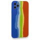  iPhone 11 Pro Kılıf Ebruli Lansman Silikon - Mavi-Turuncu